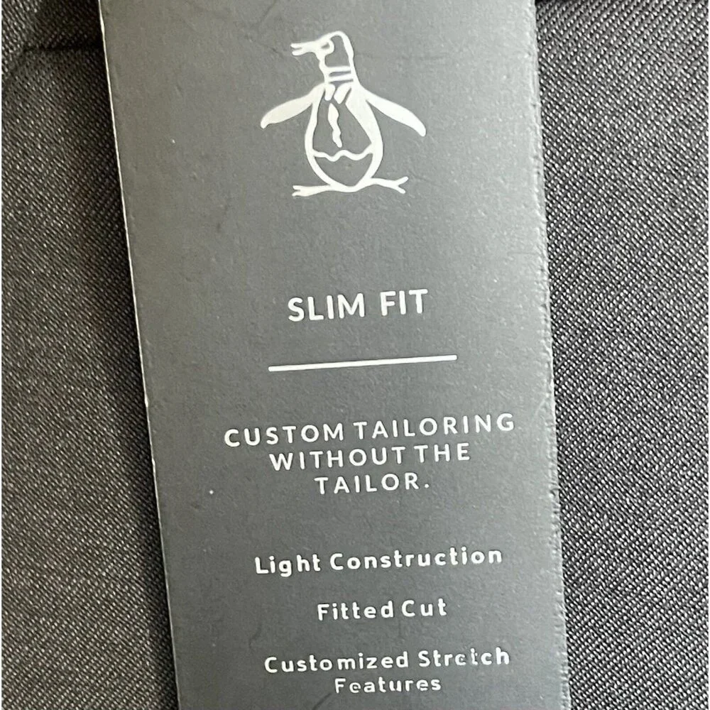 PENGUIN Solid Stretchy Slim Fit Two Button Wool Blend Sport Blazer Size 38R Gray